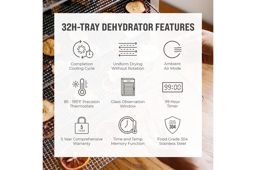 BenchFoods Horizontal Dehydrator Dual Zone 32 Tray Digital Stainless Steel 3750W New