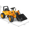 Kids ride-on excavator digger in yellow with realistic front loader, 2 lifting arms, and large wheels for versatile.