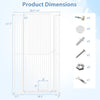 Extra tall 67.5" white metal pet gate with 30.5"-41" adjustable width, ideal for doorways and kitchens.