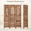 Folding room divider with tree cutout and louver design, measuring 67" tall and 48" wide for stylish space separation.