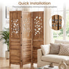 Folding room divider with tree cutout and louver design, 67" tall, offers quick installation and partial privacy for spaces.