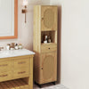 Tall bathroom cabinet with PE rattan design, featuring 2 doors, a drawer, and adjustable shelves for stylish storage.