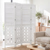 Wooden room divider with tree-inspired patterns, featuring a stable paulownia wood frame and foldable design for versatile use.