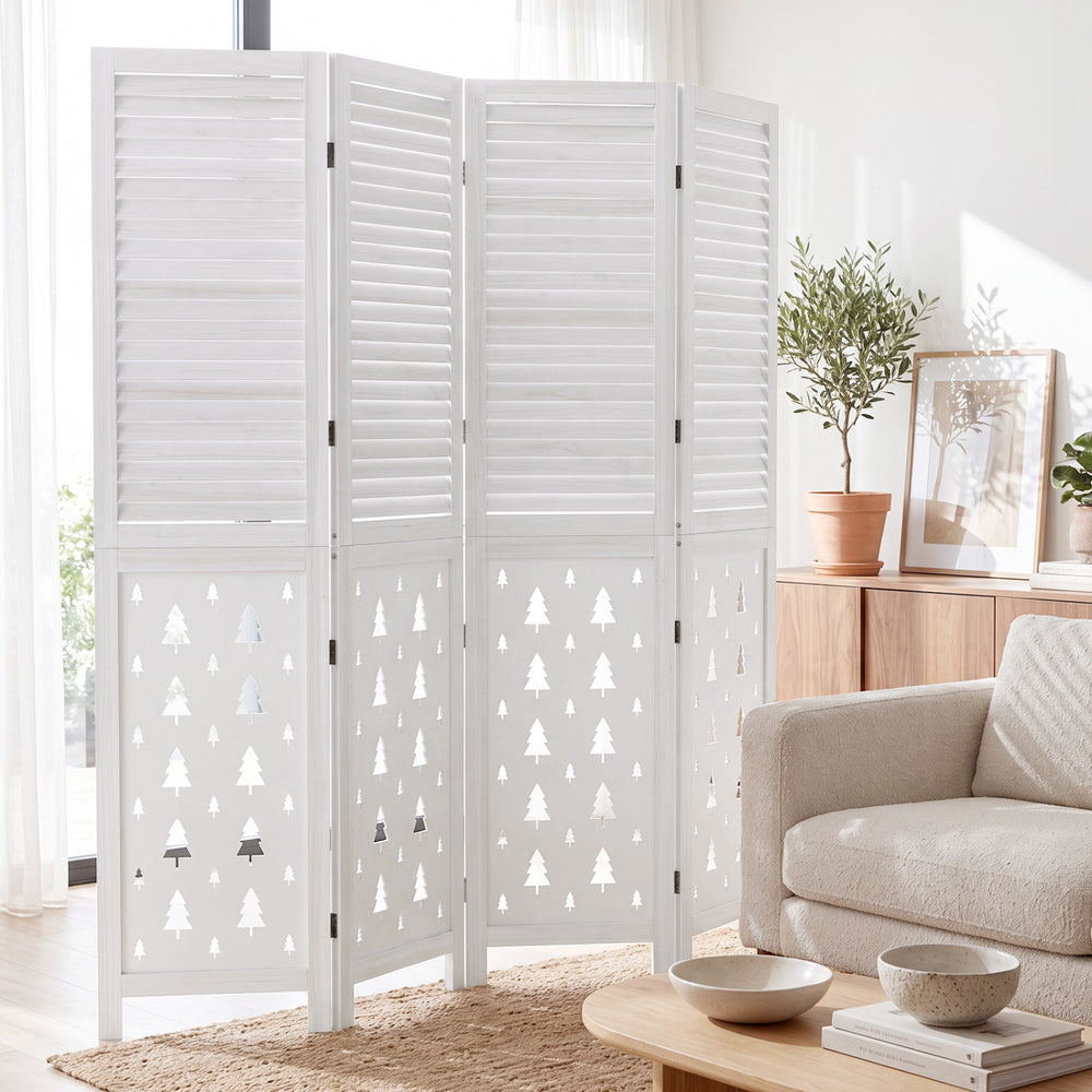 67" Tall Wood Room Divider Indoor Wooden Partition for Room Separation-4 Panels - Gallery View 1 of 10