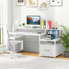 67-inch white computer desk with monitor stand, file drawer, and USB ports, ideal for home office or study setup.