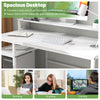 67-inch white computer desk with monitor stand, spacious desktop, and file drawer, ideal for working, studying, or.