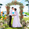 Black metal garden arch trellis for climbing plants, perfect as a wedding arch or party backdrop, 67 x 83 inches.