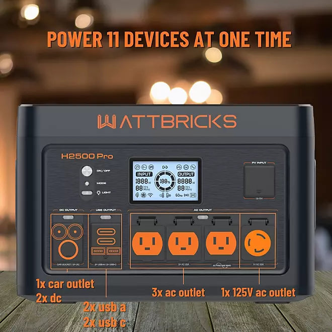 WattBricks H2500Pro Portable Power Station Solar Generator 2500W 2048Wh New