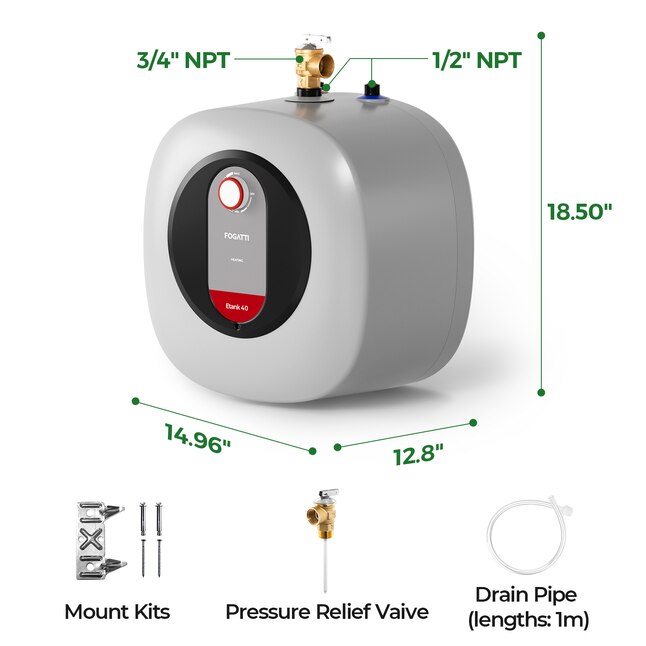 Mizudo Mini-Tank Water Heater 4 Gal. Point of Use for Instant Hot Water 1440W 120V New