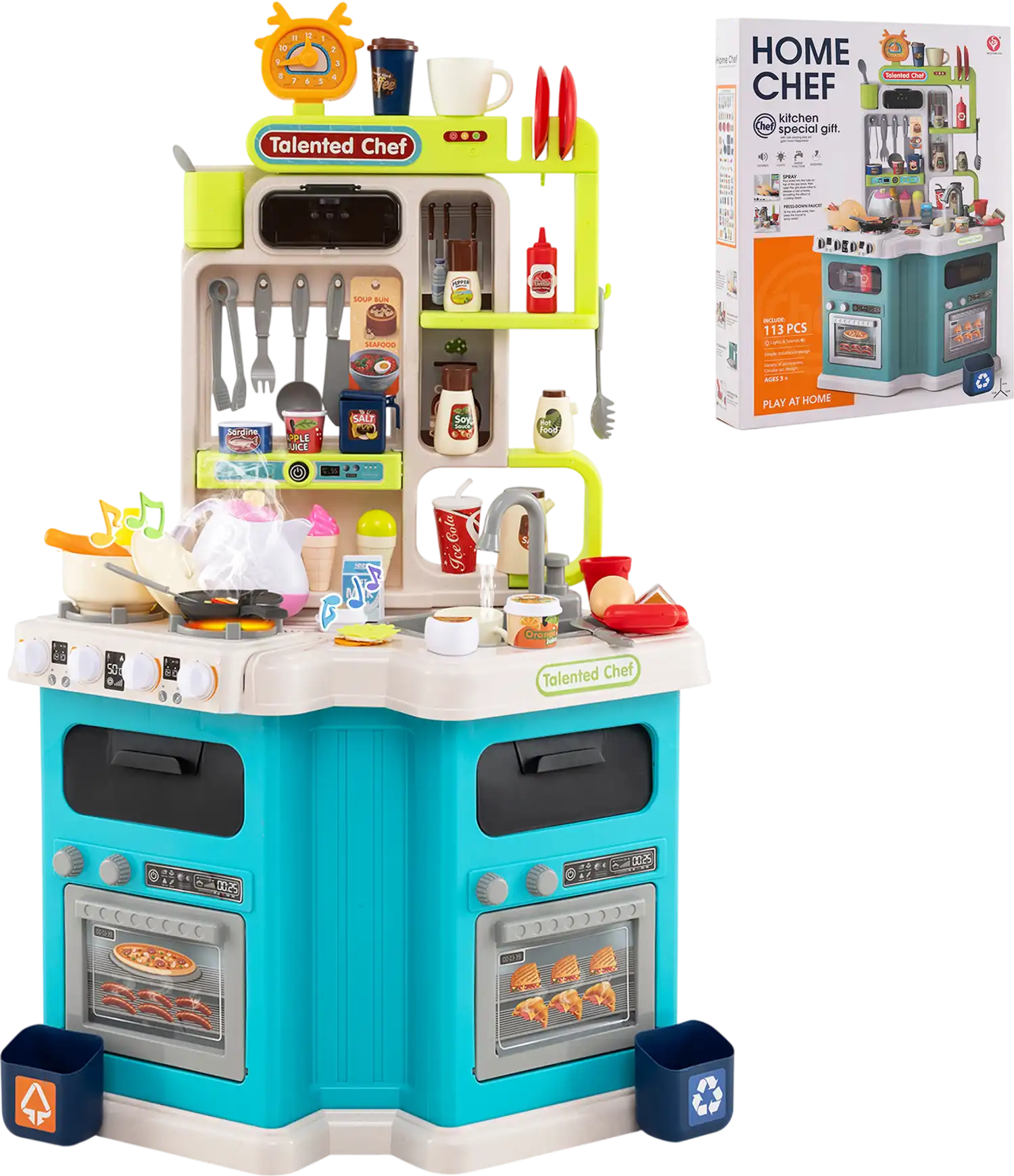Costway Kids Corner Play Kitchen Playset Sounds Lights 28775239 New