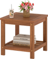 2-Tier Outdoor Side Table with Storage Shelf for Patio