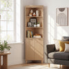 68 Inch Tall Corner Cabinet with Fluted Doors for Bathroom-Oak - Gallery View 1 of 11