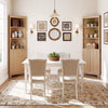 Corner cabinet with fluted doors in oak, featuring 3 open shelves and a cabinet, ideal for stylish bathroom storage.