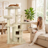 68 Inch Wooden Cat Tree with 3-Story Condo and Hammock for Kittens-Beige - Gallery View 1 of 10