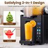 Frozen drink maker in black with 68 oz capacity, designed for making ice cream and slushies in just three steps.