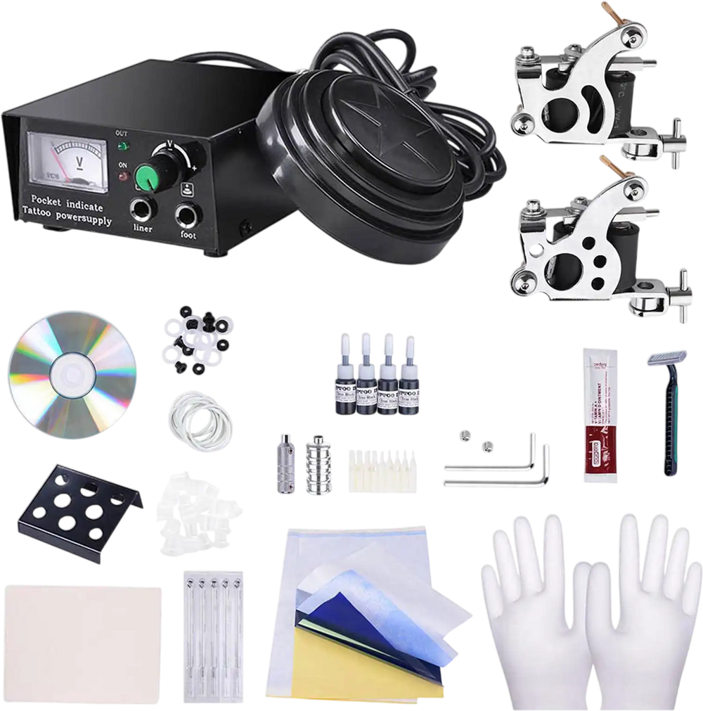 Yescom Tattoo Machine Kit with 2 Guns, Power Supply and 4 Inks New