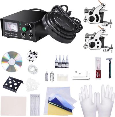 Yescom Tattoo Machine Kit with 2 Guns, Power Supply and 4 Inks New