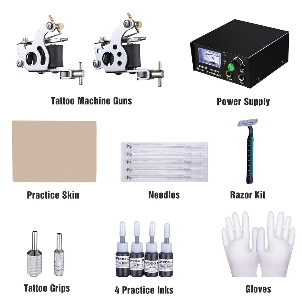 Yescom Tattoo Machine Kit with 2 Guns, Power Supply and 4 Inks New