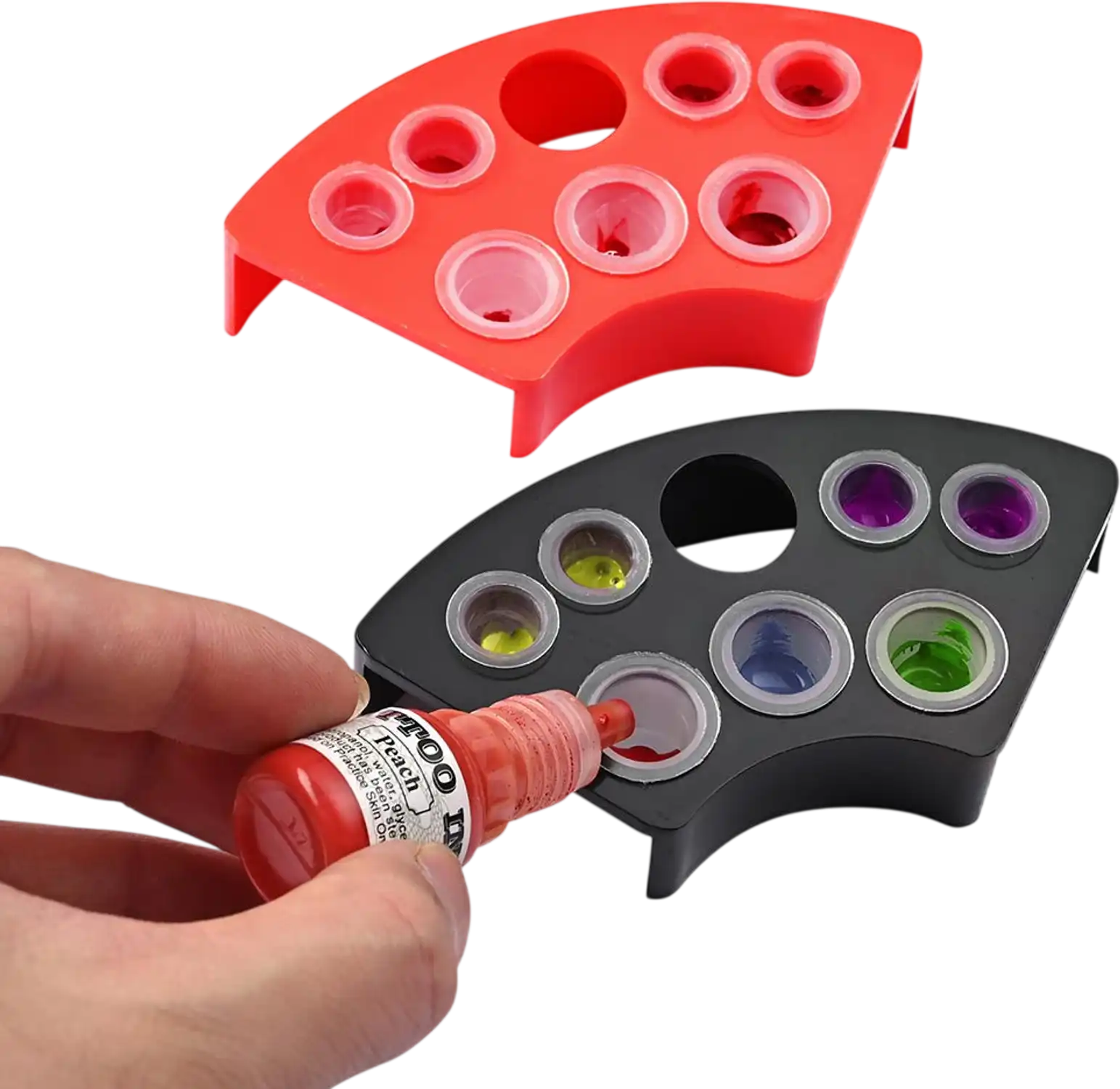Yescom Tattoo Ink Cup Holder 2ct/Pack Red and Black New
