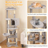 Multi-level cat tree with top perch, cozy condo, and three oval platforms for climbing and resting. Ideal for playful.