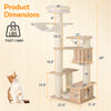 69-inch tall cat tree featuring a cozy top perch, detachable plush cushions, and a private round condo for napping.