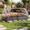 Galvanized raised garden bed with a black PVC cover, featuring roll-up windows and vibrant flowers for outdoor.