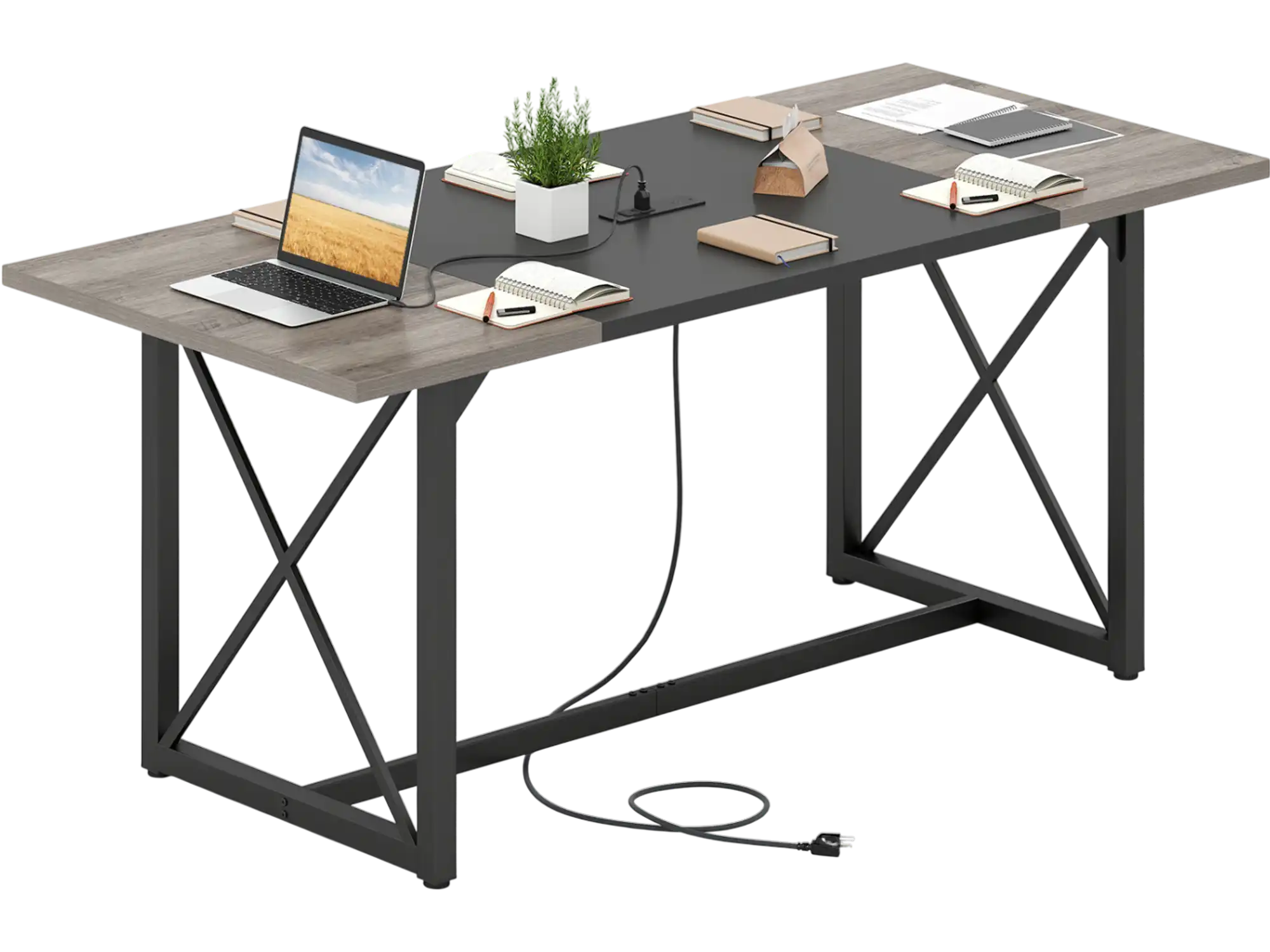 Costway 6' Conference Table Desk w/ Power Outlets Seats 6-8 13821232 New