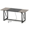 6FT conference table with wood grain finish, built-in power outlets, seats 6-8 people, ideal for office or dining use.