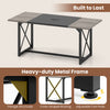 6FT conference table with wood grain finish, power outlets, and heavy-duty metal frame for office or dining use.
