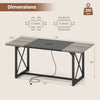 6FT conference table with power outlets, seats 6-8, featuring a wood grain finish and sturdy triangle structure.