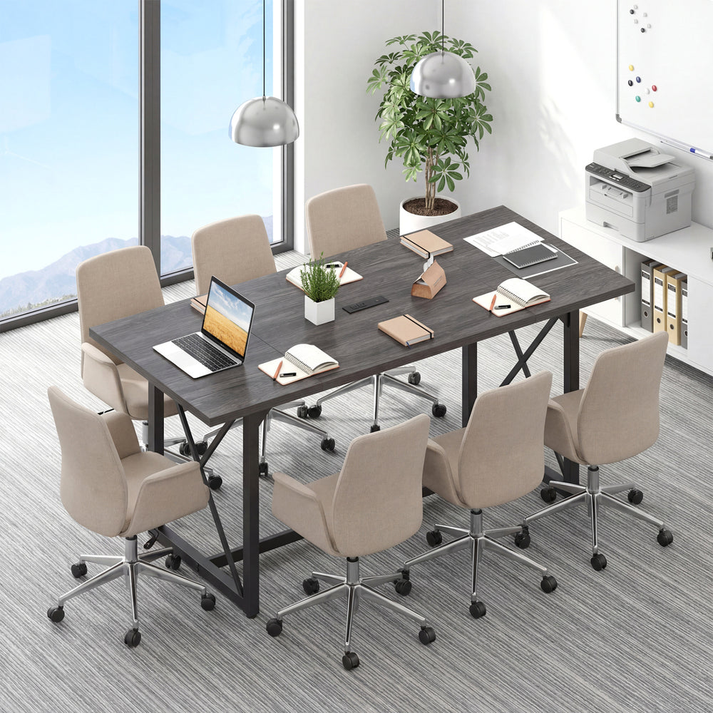 6FT Conference Table with Power Outlets Seats 6-8 People for Office-Gray - Gallery View 1 of 9