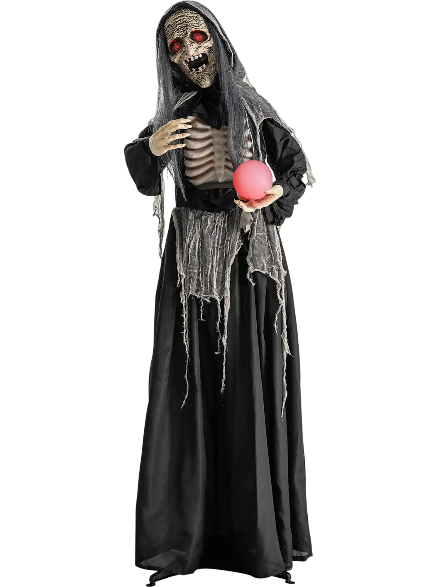 Costway 6' Halloween Animatronics Standing Witch Light Up Eyes Magical Ball 68495312 New