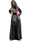 6ft Halloween Animatronics Standing Witch with Light Up Eyes and Magical Ball