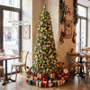 Half-shaped 6/7FT pre-lit artificial Christmas tree with 120 warm white LED lights, perfect for smaller spaces.