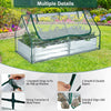 Galvanized raised garden bed with mini greenhouse, featuring roll-up windows and durable metal frame for stability.