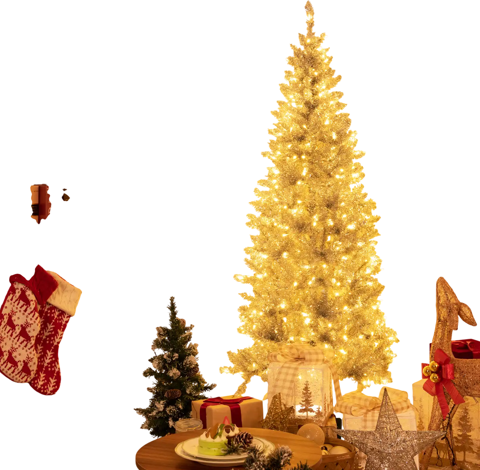 Costway 6' Pre-Lit Artificial Silver Tinsel Christmas Tree 300 LED 790 Tips 86351942 New