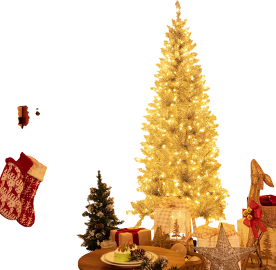 Costway 6' Pre-Lit Artificial Silver Tinsel Christmas Tree 300 LED 790 Tips 86351942 New
