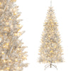 6 ft pre-lit artificial silver tinsel Christmas tree with 300 LED lights, perfect for small spaces and festive decor.