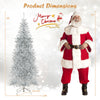 6 ft pre-lit artificial silver tinsel Xmas tree with 790 branch tips and 300 LED lights, perfect for festive decoration.