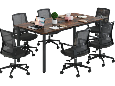 Costway 6' Conference Room Meeting Table Rectangle Desk Seats 8-10 Rustic Brown 549316287 New