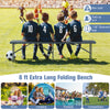 6 ft extra-long gray folding bench with thickened HDPE seat, suitable for outdoor use, picnics, and camping.