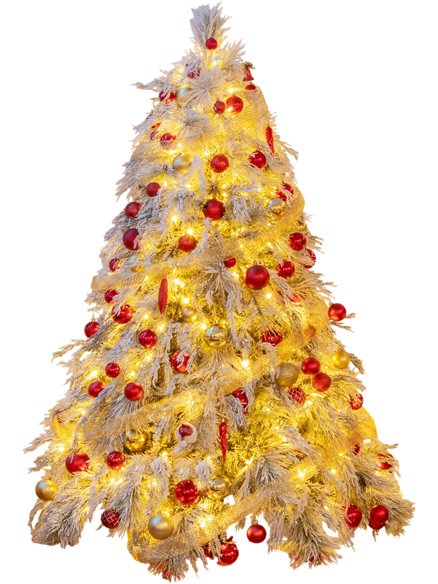 Costway 6' Pre-Lit Snow Flocked Christmas Tree Warm White LED Lights 72856341 New