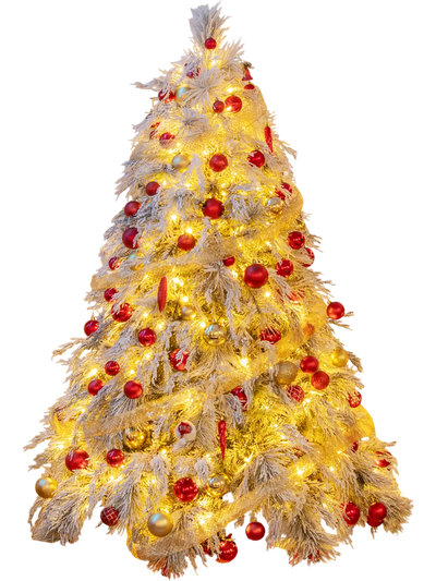Costway 6' Pre-Lit Snow Flocked Christmas Tree Warm White LED Lights 72856341 New