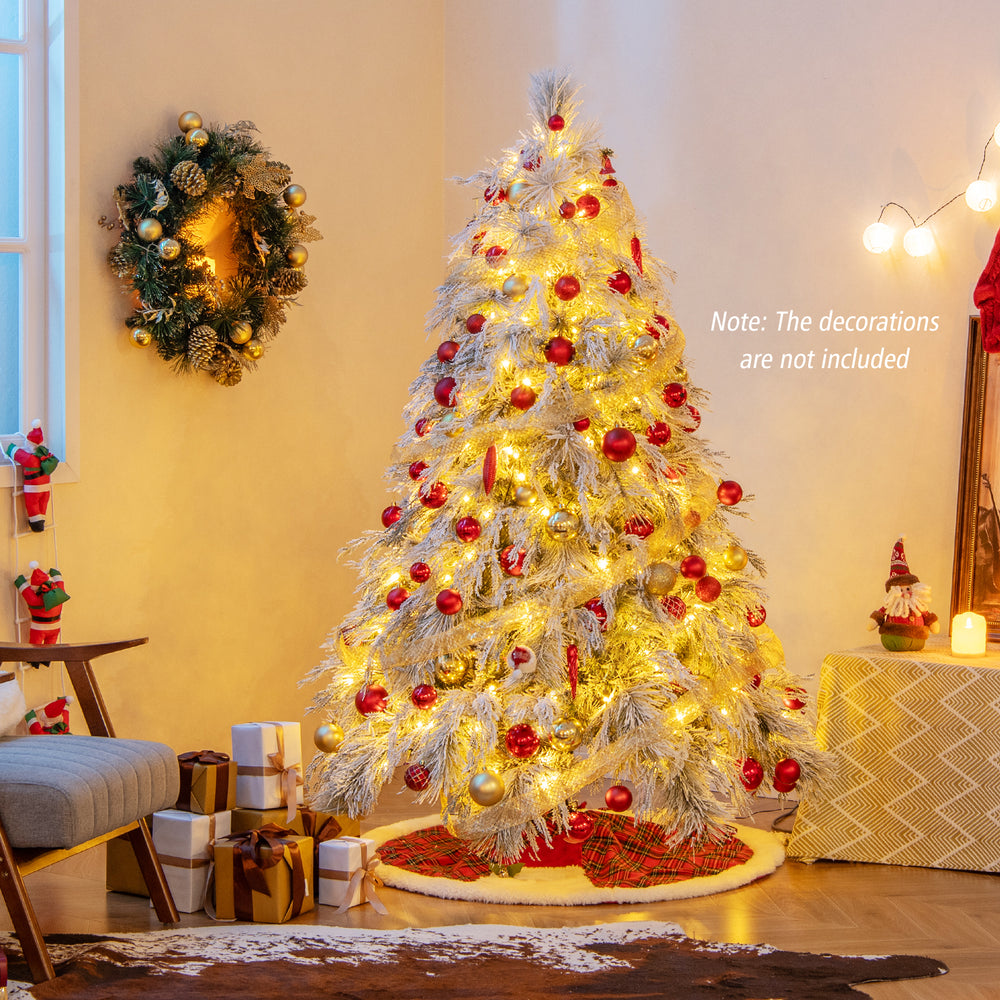 6 Feet Pre-Lit Snow Flocked Christmas Tree with Warm White LED Lights-6 ft - Gallery View 1 of 10