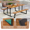 6-person acacia wood picnic table with dual built-in benches and heavy-duty metal structure for outdoor gatherings.