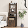 6-tier bookshelf nightstand in rustic brown with charging station, open shelves, and a cabinet for versatile storage.