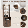 Close-up of the rustic brown 6-tier bookshelf nightstand's raised edges and convenient handle, enhancing storage safety.
