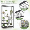 6-tier tall plant stand in black with 10 hanging hooks, ideal for displaying plants and creating a clutter-free space.