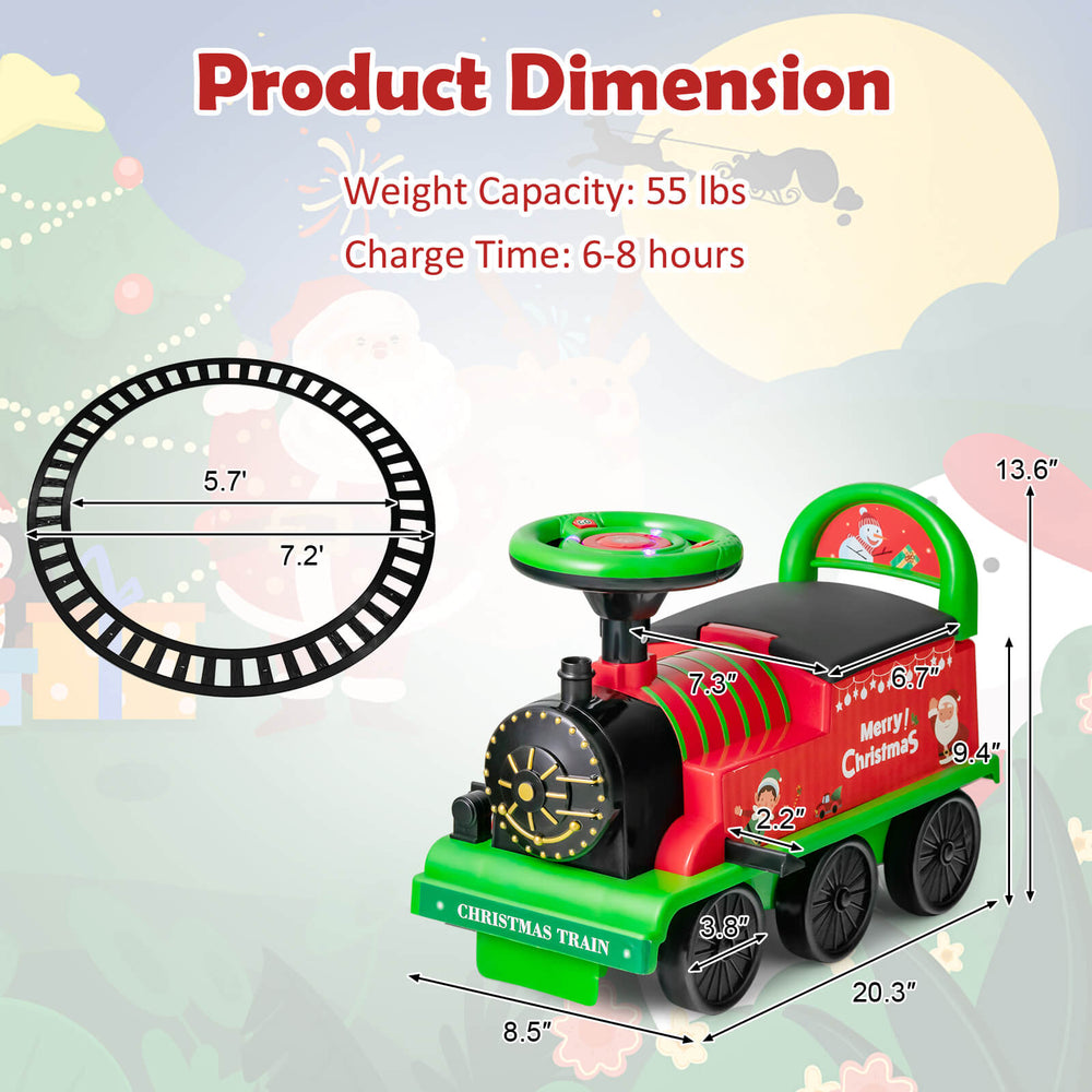 6V electric kids ride-on toy train in green with 16 track pieces, designed for children aged 3+, safe and fun for.