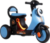Electric ride-on motorcycle in blue for kids aged 3-5, featuring LED headlight and multi-terrain wheels for safe fun.